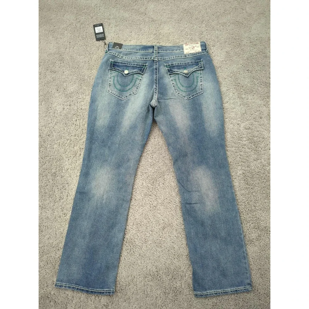 True Religion Jeans Mens 38x32 Denim High Rise‎ Ricky Relaxed Medium Muggy Wash